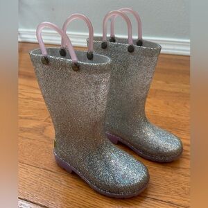 Sparkly Silver and Lavender Rain Boots